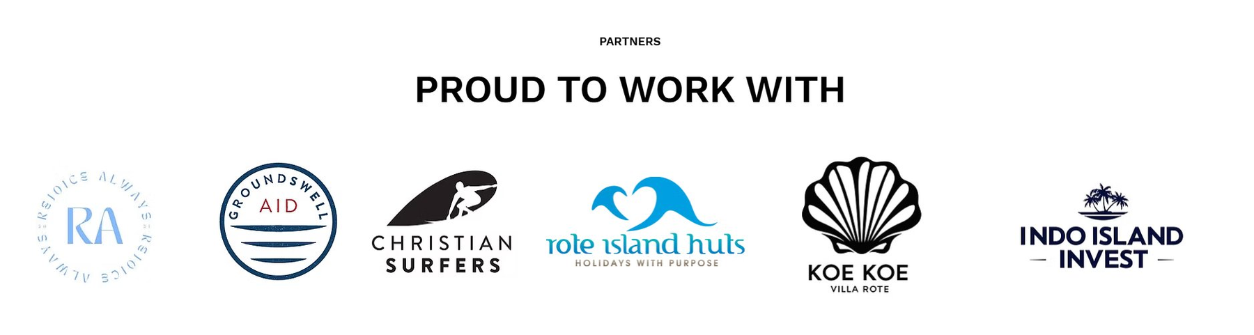 Rejoice Youth Center partners: Rejoice Always, Groundswell Aid, Christian Surfers, Rote Island Huts, Koe Koe Villa Rote, Indo Island Invest