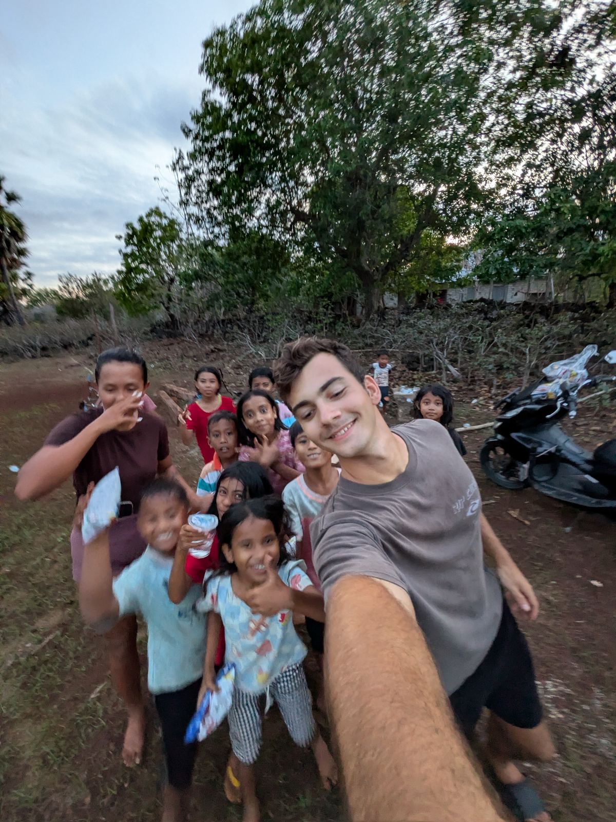 Group selfie with kids